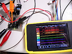 自作簡易ロジアナで赤外線リモコン受信基板のデバッグ中