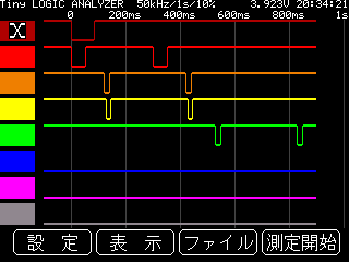 開発中の簡易ロジアナ・測定画面キャプチャ