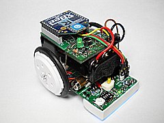 小型ライントレーサに XBeeデバッグユニットを搭載した図